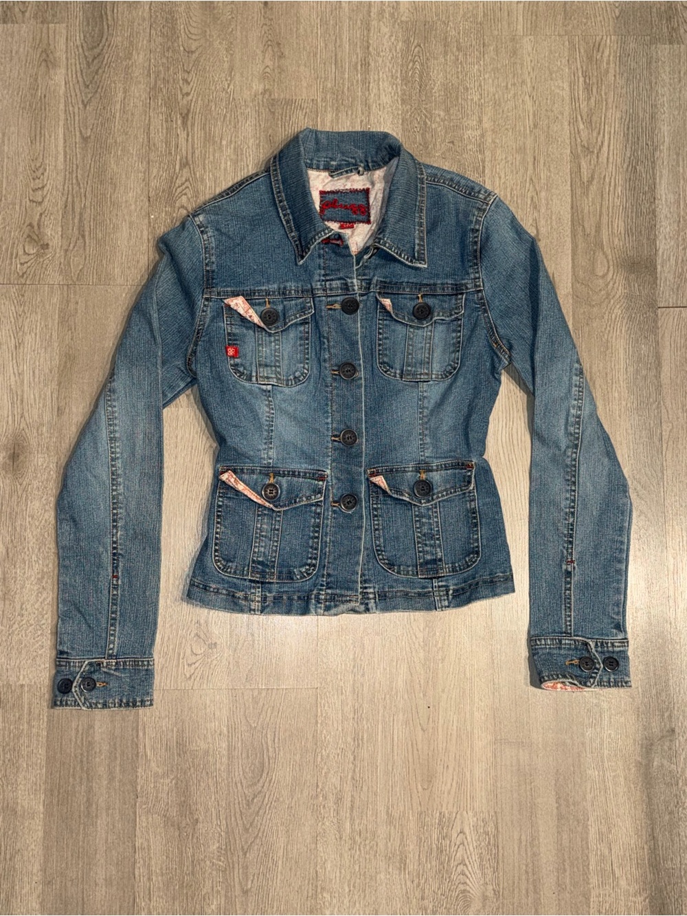 Plugg Women's Blue Denim Jacket with Button Front